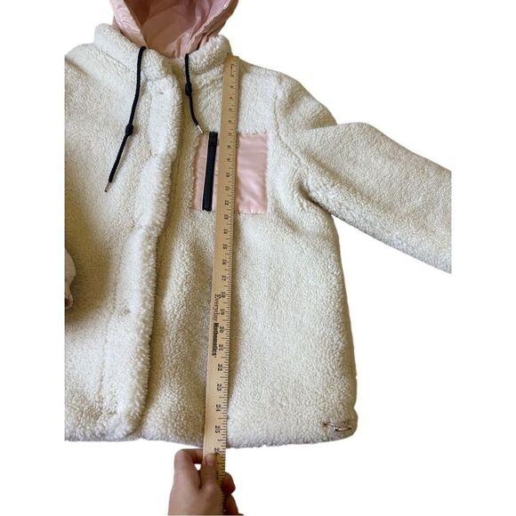 Levi's High Pile Fleece Hooded Zip Jacket Cream Pink XL - Picture 8 of 14